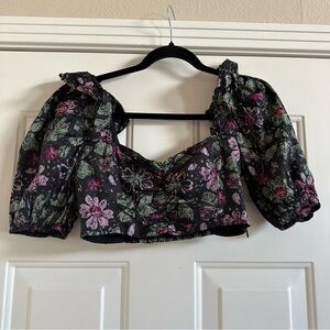 Zara Floral Ruffle Crop Top sz S